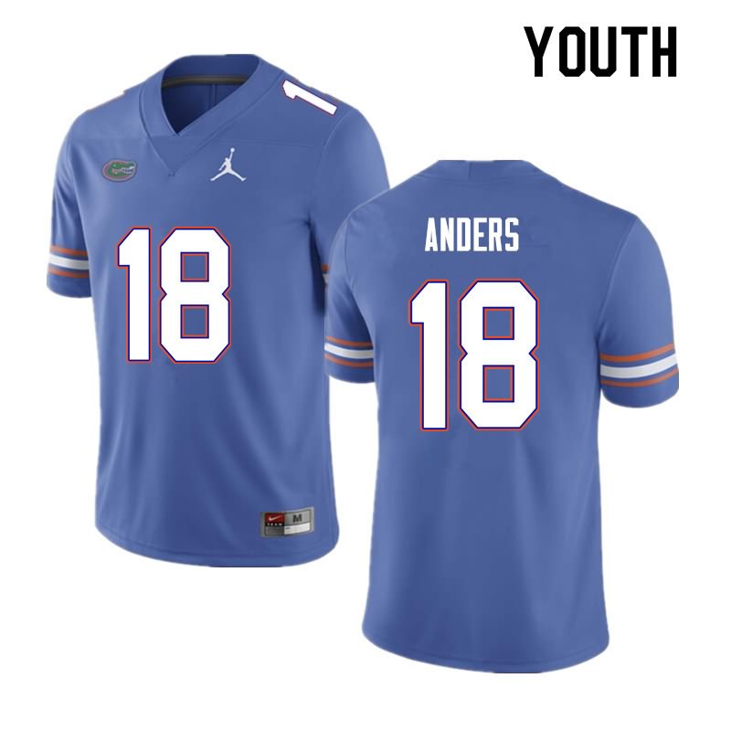 NCAA Florida Gators Jack Anders Youth #18 Nike Blue Stitched Authentic College Football Jersey KAV3864QT